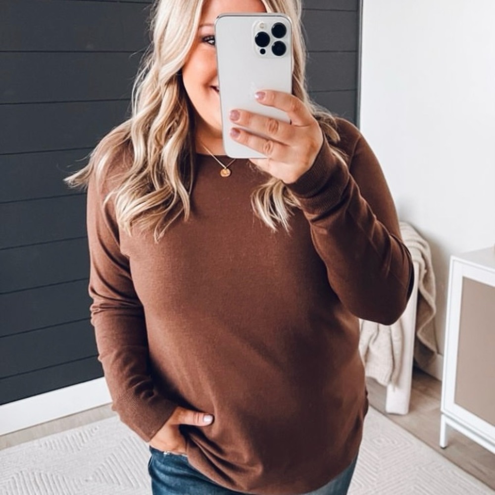 Staccato Large Brown Long-Sleeved Pullover Sweater From Pulse Boutique